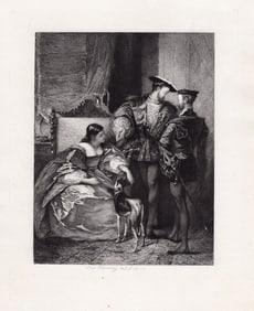 Richard Parkes Bonington 1873 etching Francis I and the Duchess of Etampes signed