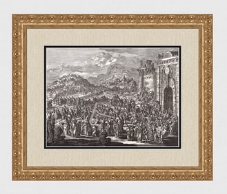 1747 Monumental Engraving Jan Luyken Jesus Bears His Own Cross Framed