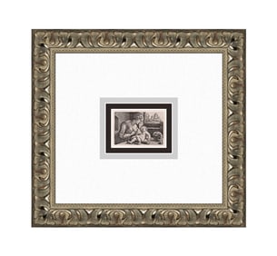 Barthel Beham Mother and Child with a skull and Hourglass 1877 engraving