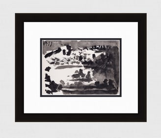 PABLO PICASSO 1961 Vintage Lithograph Bullfighting Arena FRAMED