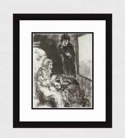 1956 Marc Chagall Antique Bible Series Print  Blessing of Ephraim and Manasseh FRAMED