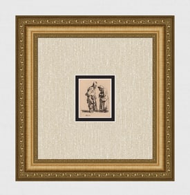 1800s REMBRANDT B164 Etching Beggars Durand SIGNED Framed