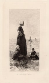 David Adolphe Constant Artz A Fisherman's Wife etching signed