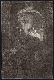 REMBRANDT Etching B128 The Schoolmaster FRAMED