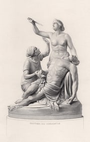 1800s WILLIAM CHARLES MAY Engraving of Abradatas & Pantheia Tragedy FRAMED