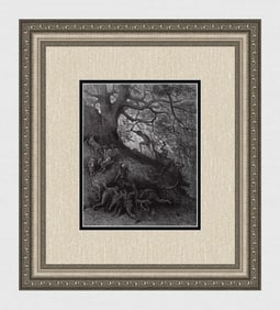FRAMED 1800s Gustave DORE Orlando Furioso Woodcut THE MADMAN Signed