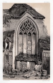 Victor Petit Original 1800s Lithograph St. Jean-Le-Bas Aisne Signed Framed