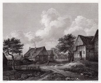 Jacob Isaackszoon van Ruisdael 1834 engraving A Dutch Landscape signed