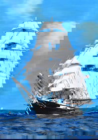 R.C. Mansfiled Oil Painting Regina Maris Schooner 24 x 34 inches