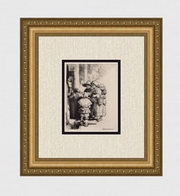 1800s REMBRANDT B176 Beggars Receiveing Alms DURAND