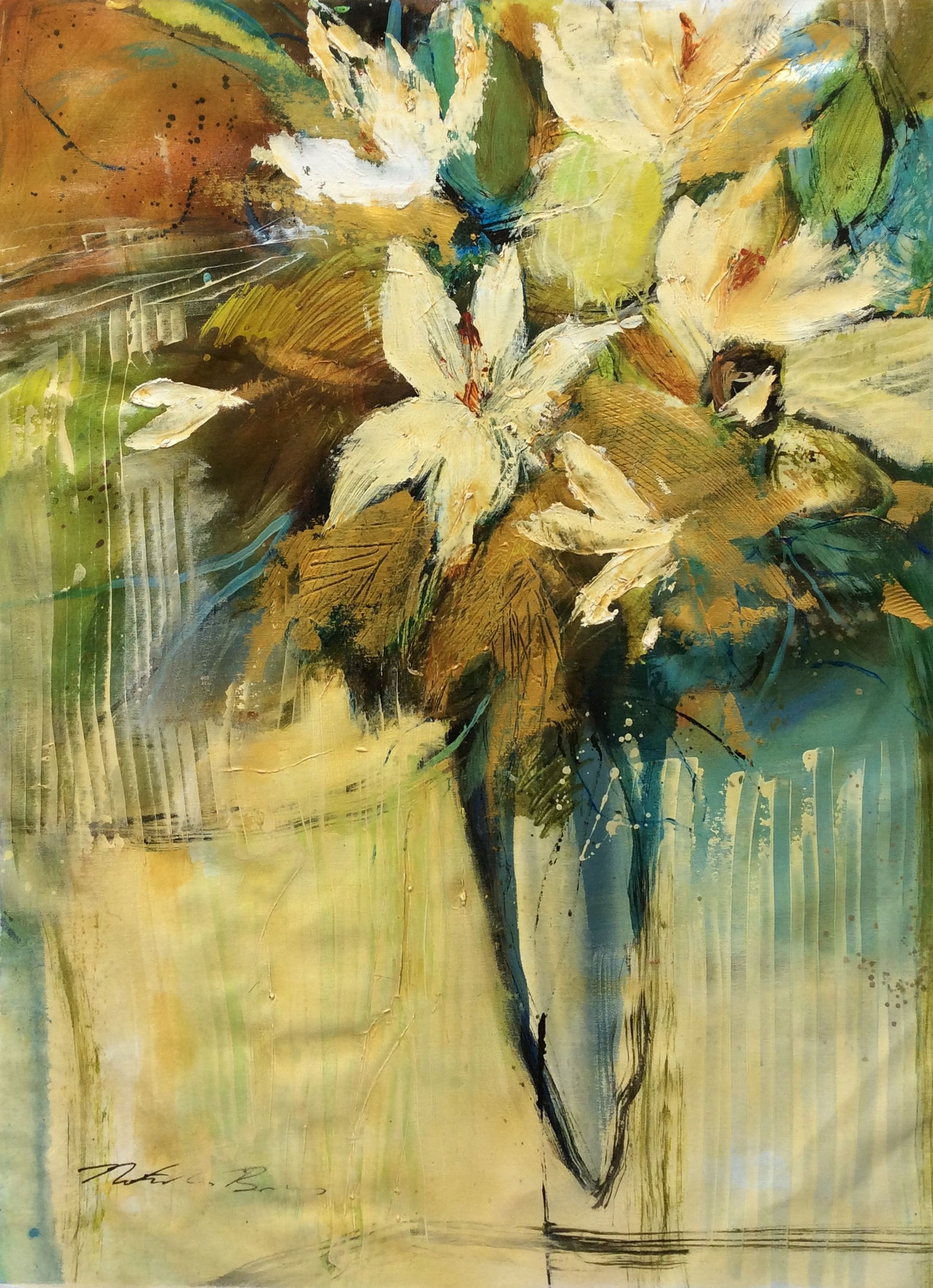 Natasha Barnes Original Painting 30 X 40 Abstract Neutral: Natasha Barnes. Cavier Lily. Original Acrylic painting on canvas. Canvas Size 30 x 72 inches. Natasha Barnes is a South African artist, born in 1969. While she has been painting since the age of seven