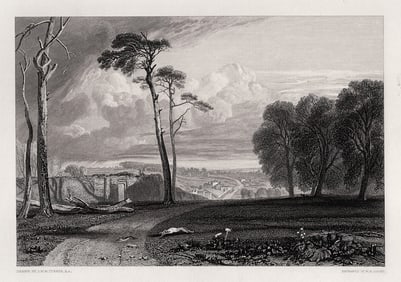 William TURNER SIGNED 1800s Etching BATTLE SUSSEX Framed