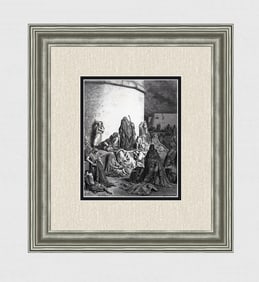 FRAMED 1800s GUSTAVE DORE Wood Engraving Mourning the Destruction of Jerusalem SIGNED