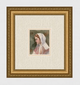 1909 Original English Watercolor Rustic Beauty Framed