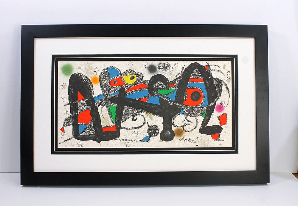 Joan Escultor Portugal 1974 lithograph: Joan Miro (1893-1983). Escultor Portugal. Original Color Lithograph on Guarro Paper. 1974. Signed in the Plate. Excellent. Poligrafa, S.A. Barcelona. Atelier Mourlot. Sheet 8 x 15 3/4 inches. Approxim