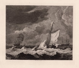 1876 Willem van de Velde the Younger A Gale at Sea (A Small Dutch Vessel close-hauled in a Strong