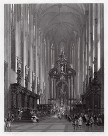 David Roberts Chancel of the Collegiate Church of St Paul, at Antwerp 1850 engraving