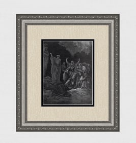 Gustave DORE Religious 1800s Wood Engraving Saul & Witch Of Endor Framed SIGNED