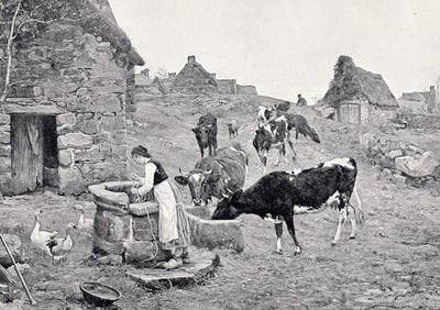 Adolphe Charles Marais 1800s Antique Print Water for the Cows SIGNED Framed