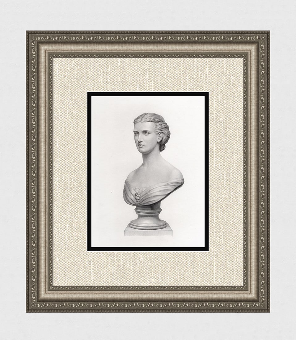 MARY THORNYCROFT 1800s Historical Engraving "The Princess of Wales" Framed: Mary Thornycroft (English, 1809 - 1895). The Princess of Wales. Antique engraving on wove paper after the original by master engraver William Callio Roffe (British, 1817-1894 or after). Year: 1863. Im