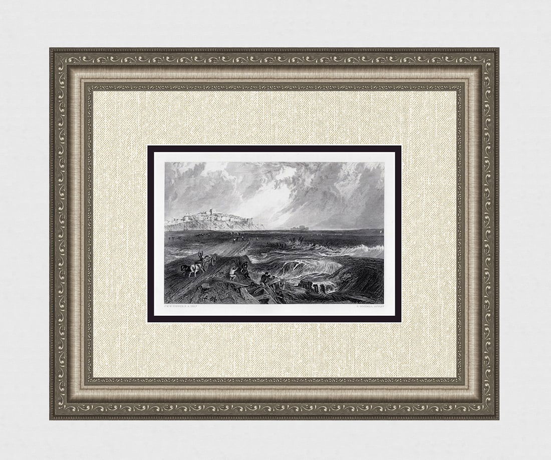 1800s WILLIAM TURNER Engraving Rye, Sussex FRAMED SIGNED (1 of 4)
