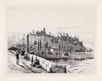 1875 Sir Ernest George Carcasonne etching signed