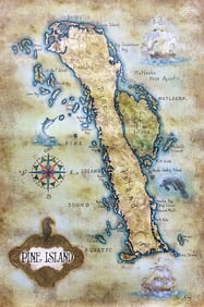 Original Julius Salazar Pine Island Map Gallery Painting 24 x 36 Inches
