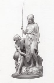 Rafaelle Monti 1853 Antique Classical Engraving Sisters Fishing" Framed