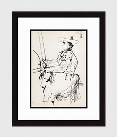 PABLO PICASSO 1961 Vintage Lithograph Picador in Costume FRAMED