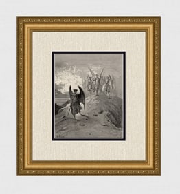Gustave Dore Gabriel and Satan (Milton's Paradise Lost) c. 1880 Woodcut Signed