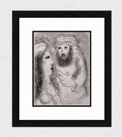 1960 MARC CHAGALL Antique Religious Print Mordecai's Command Framed