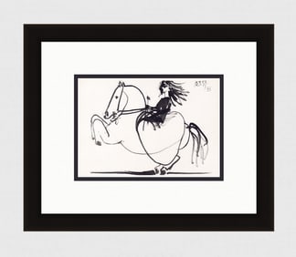 1961 Pablo Picasso Mourlot Lithograph "Woman on a Horse" GALLERY FRAMED