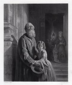 Joseph Lawrens DYCKMANS 1800s Engraving The Blind Beggar FRAMED Signed