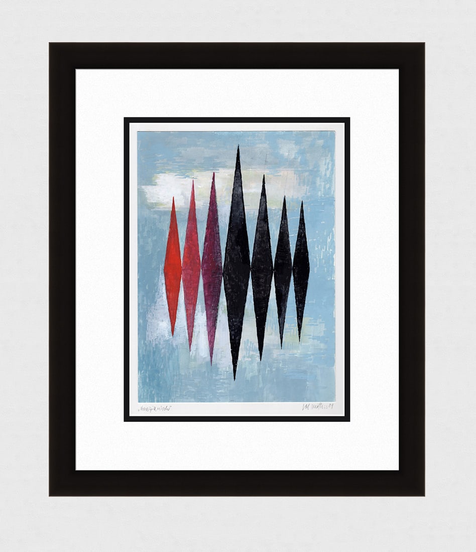 Mathis Original Gouache Venetian Framed Swiss: Josef Johann Mathis (Joe Mathis, 1913 - 2002; Swiss). Venetian (Venezianisch). Original Mixed Media Gouache on paper. Year: 1989. Hand signed and dated in pencil, lower right. Titled in pencil, lower