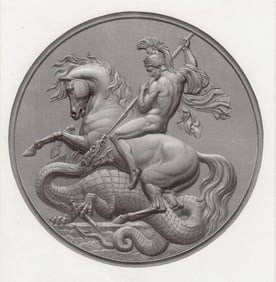 William Wyon 1850 Engraving "St George Killing the Dragon"
