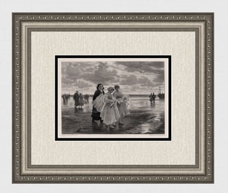 FRAMED 1800s Philip Richard Morris Engraving First Communion SIGNED