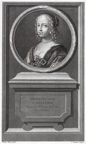 Adriaen van der Werff 1697 Engraving Henrietta Anne, Duchess of Orléans Framed