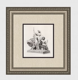 1800s JOHN BELL Allegorical Engraving The Figure of America Framed