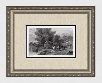 1872 Albert Bellows Christening Party engraving signed