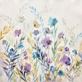 Rikki Drotar Mixed Media Painting Garden of Hue III 26 x 26 inches