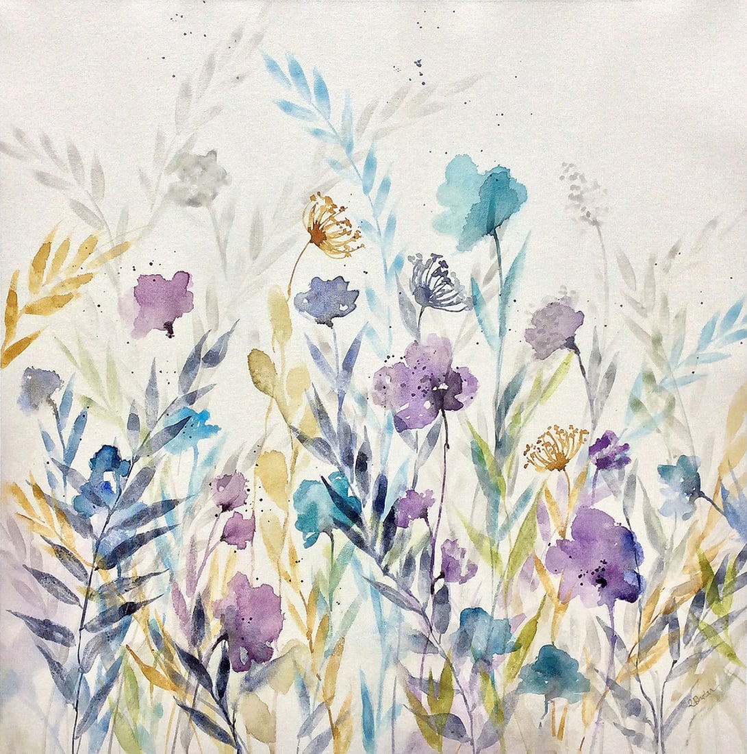 Rikki Drotar Mixed Media Painting Garden of Hue III 26 x 26 inches: Rikki Drotar. Garden of Hue III. Original Mixed Media Acrylic on Canvas. Signed by the artist lower right. Canvas Size 26 x 26 inches. Rikki Drotar, on becoming an artist: I was born in southern Idaho