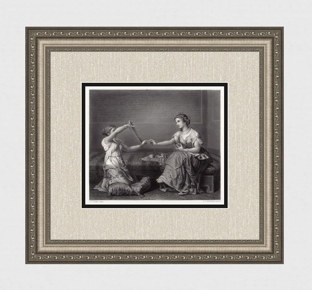 1867 Jean Louis Hamon Skein Winder engraving signed (1 of 3)