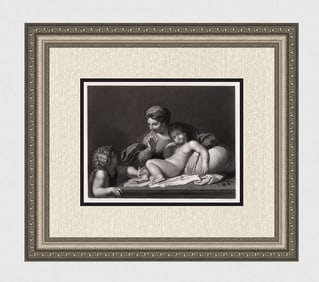 1800s CARRACCI Engraving Silence or the Madonna del Silenzio FRAMED SIGNED
