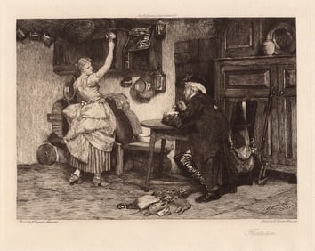 John Seymour Lucas RA Flirtation 1908 etching