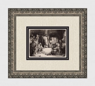 1800s REMBRANDT B67 Etching Christ Preaching Durand