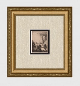 1800s REMBRANDT B66 Etching Christ Disputing Durand Framed