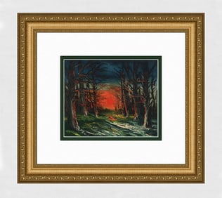Maurice de Vlaminck 1958 lithograph Sunset in the Forest of Senonches signed