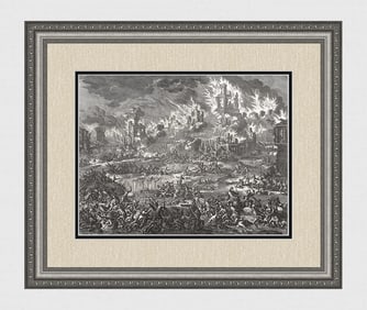 1747 Monumental Engraving Jan Luyken Destruction of the Temple in Jerusalem Framed