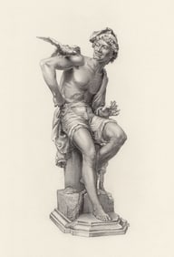 Charles Eugene Brunin The Fisherman & the Parakeet 1884 engraving Framed