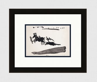 PABLO PICASSO 1961 Vintage Lithograph Bullfighting Scene FRAMED